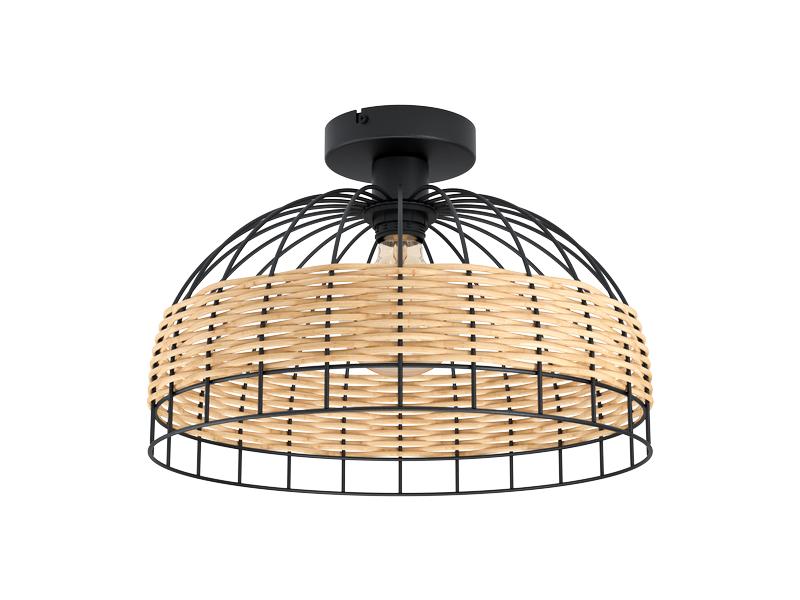 EGLO Leuchten Deckenleuchte ANWICK 1x E27, Schwarz/Natur