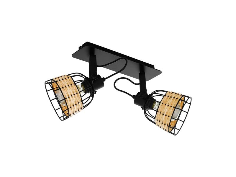 EGLO Leuchten Deckenleuchte ANWICK 1 2x E27 Schwarz/Natur