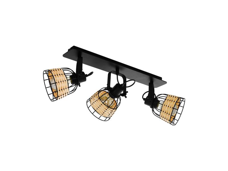 EGLO Leuchten Deckenleuchte ANWICK 1 3x E27 Schwarz/Natur