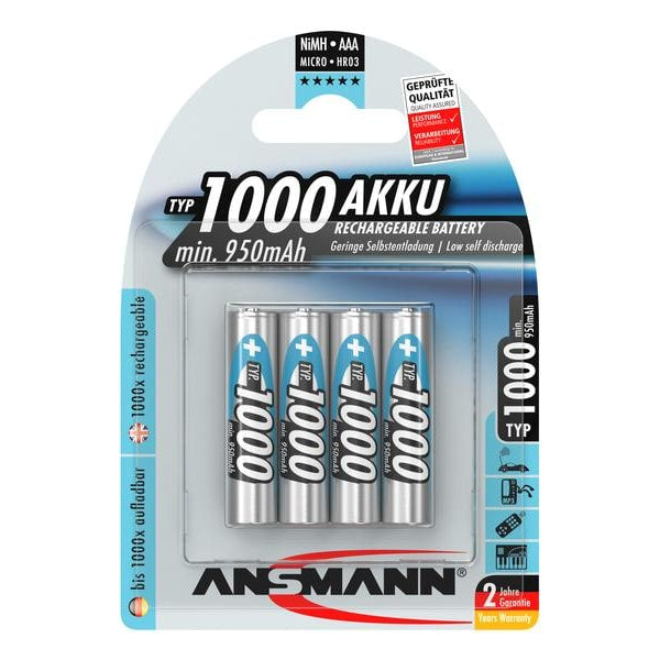 Ansmann Akku 4x AAA Typ 1000 950 mAh