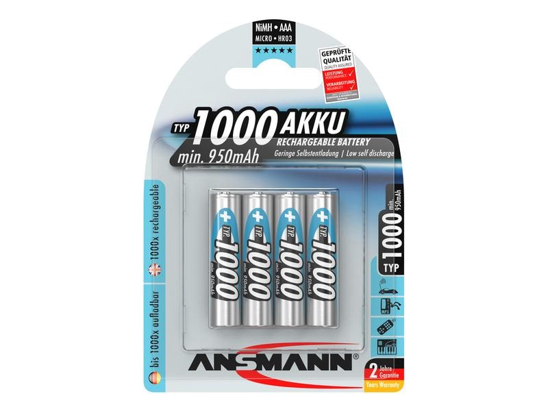 Ansmann Akku 4x AAA Typ 1000 950 mAh