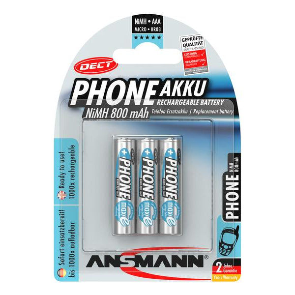 Ansmann Akku 3x AAA 800 mAh für DECT-Phones