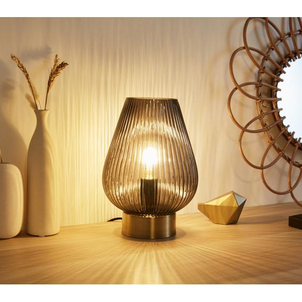 Pauleen Tischleuchte Crystal Gloom 1x E27 Rauchglas/Messing