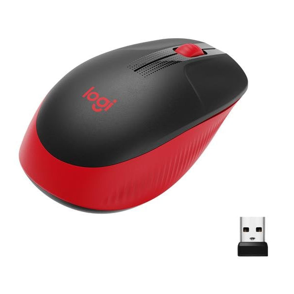 Logitech Maus M190 Rot/Schwarz, kabellos