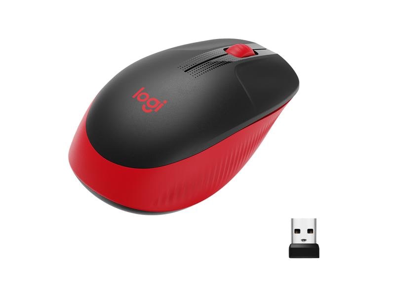 Logitech Maus M190 Rot/Schwarz, kabellos