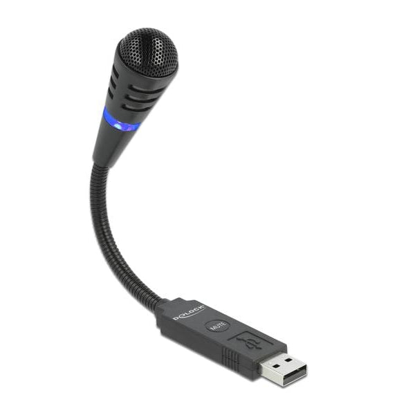 Delock Mikrofon USB Schwanenhals mit Mute Button, Uni-Direktional