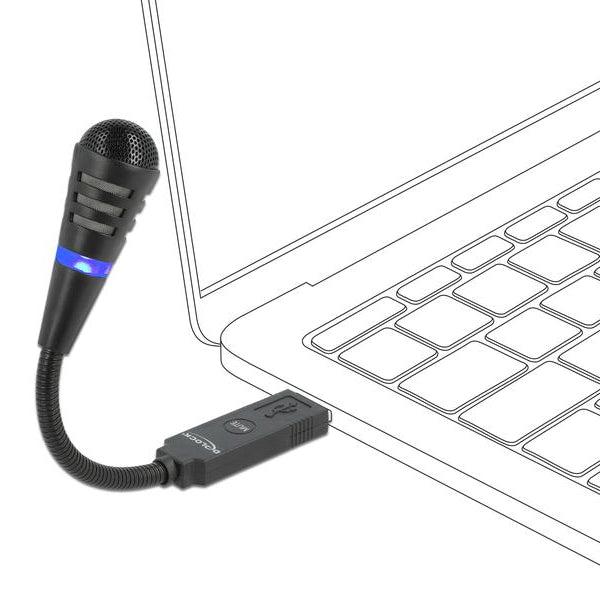Delock Mikrofon USB Schwanenhals mit Mute Button, Uni-Direktional