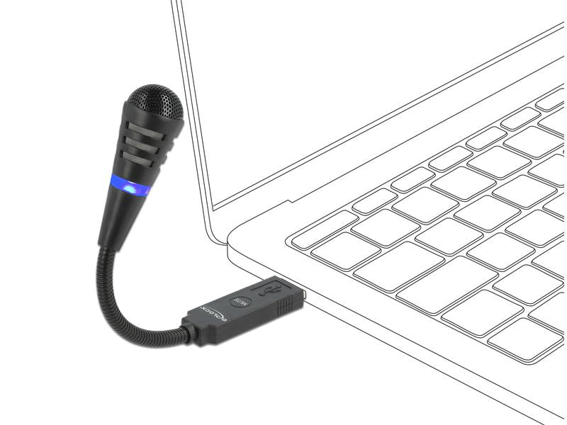 Delock Mikrofon USB Schwanenhals mit Mute Button, Uni-Direktional