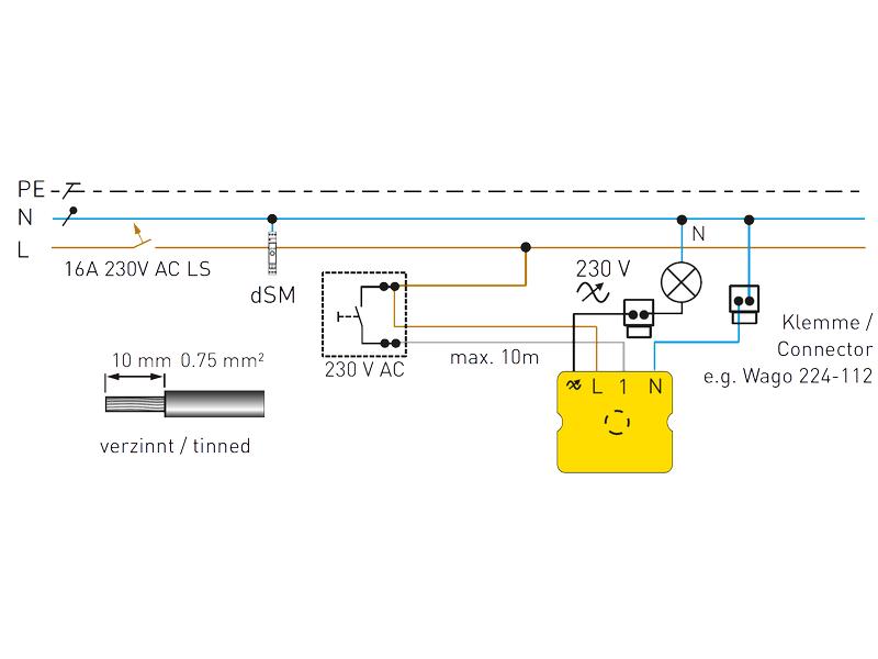digitalSTROM Licht Tasterklemme Dimmer GE-TKM300 150 W
