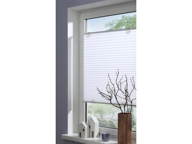 Gardinia Plissée Solo mit Saugnäpfen, blickdicht 50 x 130 cm, Weiss