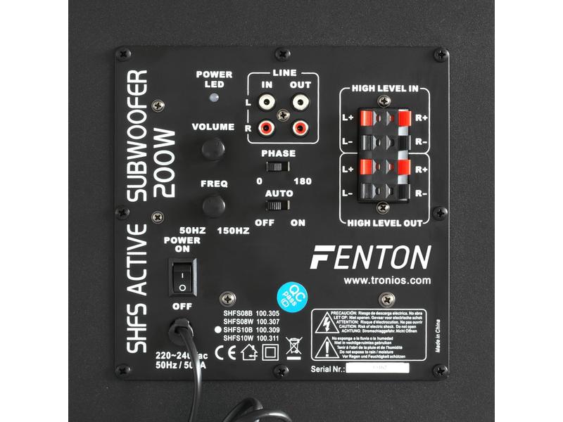 Fenton Subwoofer SHFS10B Schwarz