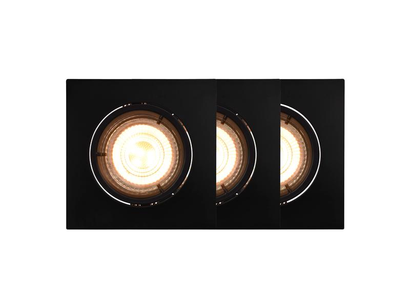 Nordlux Einbauspot Carina Square Schwarz, 3 Stück