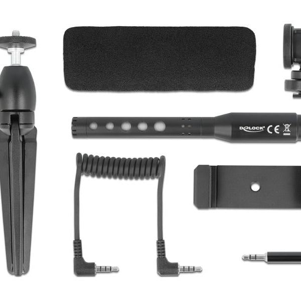 Delock Mikrofon Vlog Shotgun Set für Smartphones und DSLR Kameras