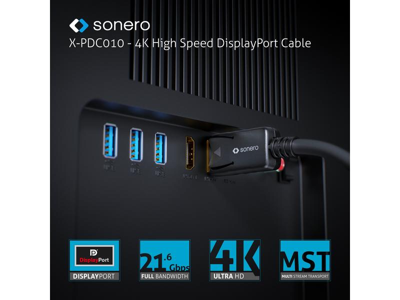 sonero Kabel 4K Displayport 1.2 Stecker <-> Stecker, 4K/60Hz, 2 m