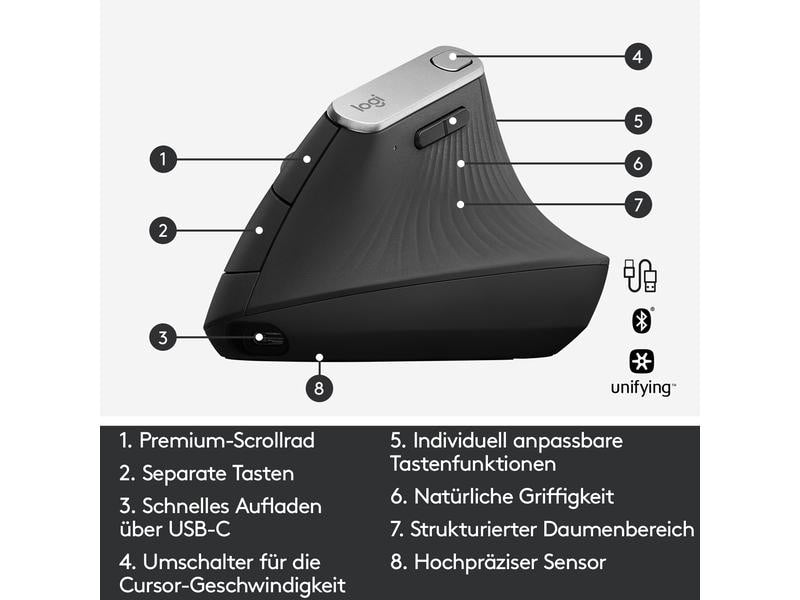 Logitech Ergonomische Maus MX Vertical