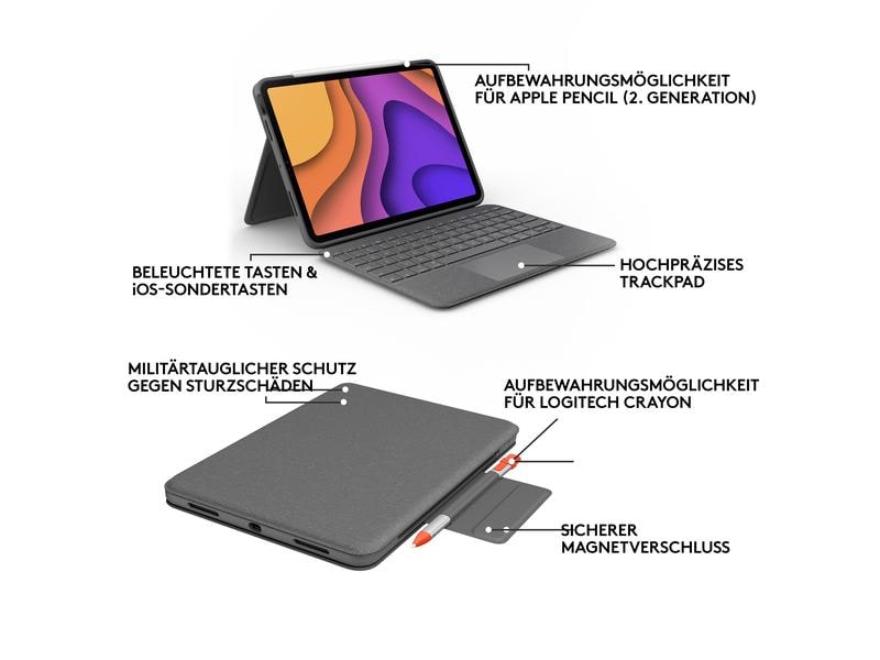 Logitech Tablet Tastatur Cover Folio Touch iPad Air (4. & 5. Gen)