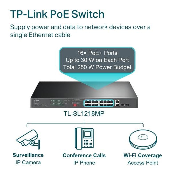 TP-Link PoE+ Switch TL-SL1218MP V2 18 Port