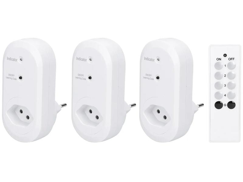 Max Hauri Funk-Zwischenstecker 3er Set mit Fernbedienung