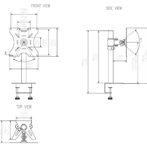 Edbak Tischhalterung MSV1 bis 15 kg – Schwarz