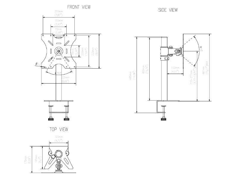 Edbak Tischhalterung MSV1 bis 15 kg – Schwarz