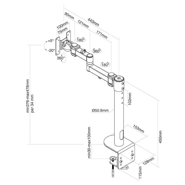NEOMOUNTS Tischhalterung FPMA-D960BLACKPLUS Tischhalterung bis 49