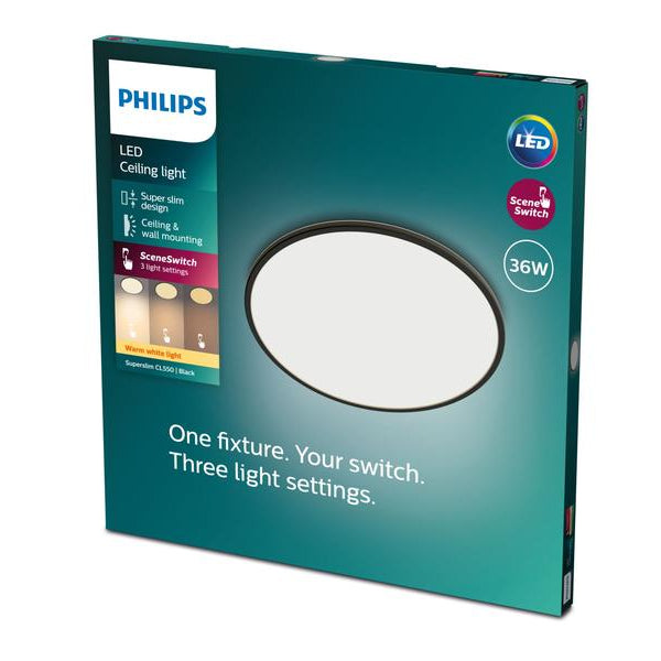 Philips Deckenleuchte LED SceneSwitch CL550 3600 lm 2700K, Schwarz