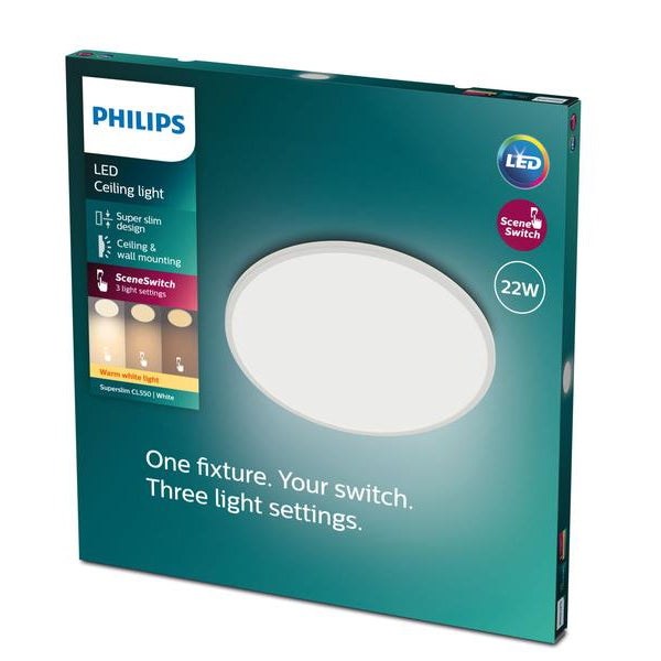 Philips Deckenleuchte LED SceneSwitch CL550 2000 lm 2700K, Weiss