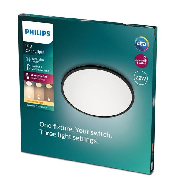 Philips Deckenleuchte LED SceneSwitch CL550 2000 lm 2700K, Schwarz