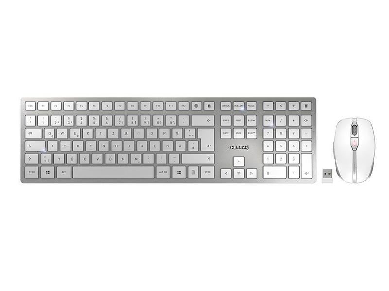 Cherry Tastatur-Maus-Set DW 9100 Slim Weiss / Silber