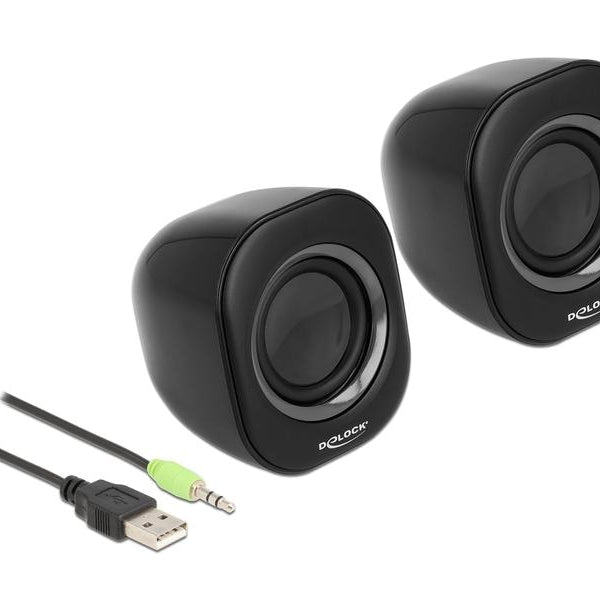 Delock PC-Lautsprecher Mini Stereo 3.5 mm Klinke, USB-Strom