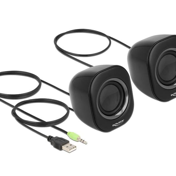 Delock PC-Lautsprecher Mini Stereo 3.5 mm Klinke, USB-Strom