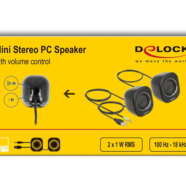 Delock PC-Lautsprecher Mini Stereo 3.5 mm Klinke, USB-Strom
