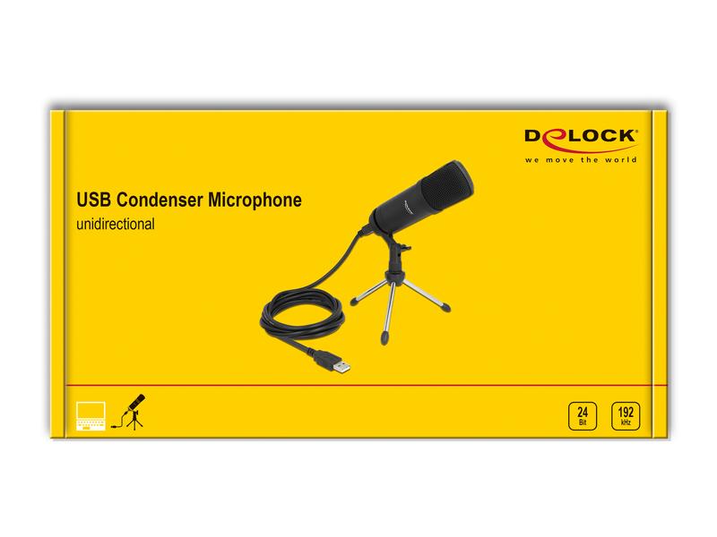 Delock Kondensatormikrofon Professionell USB mit Tischständer