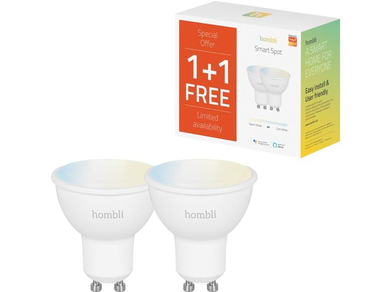 hombli Leuchtmittel Smart Spot, GU10, 4.5 W, CCT, 1+1 Pack