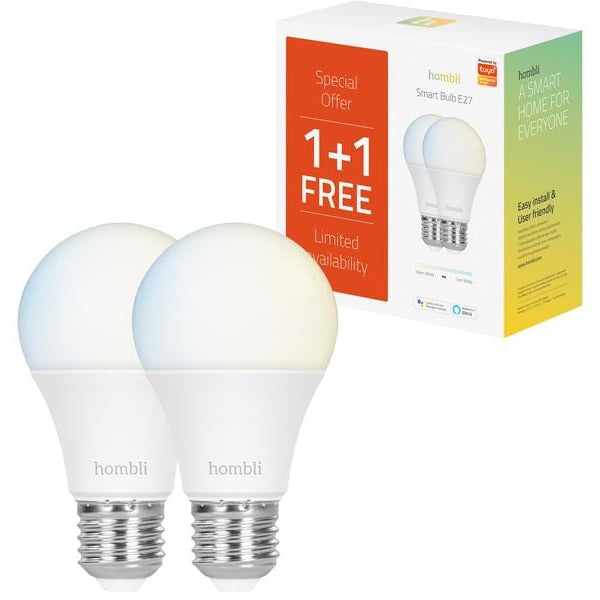 hombli Leuchtmittel Smart Bulb, E27, 9W, CCT, 1+1 Pack