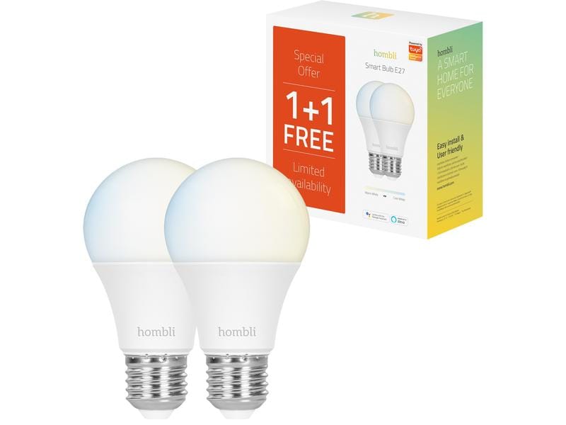 hombli Leuchtmittel Smart Bulb, E27, 9W, CCT, 1+1 Pack
