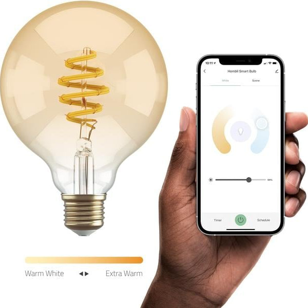 Hombli Smart Bulb Amber, Filament, 5.5W, E27, G95, klar