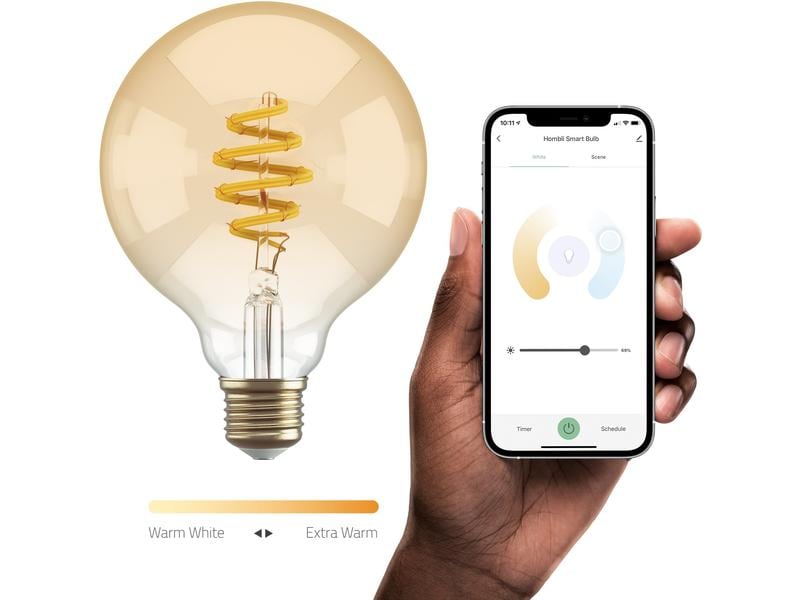 Hombli Smart Bulb Amber, Filament, 5.5W, E27, G95, klar