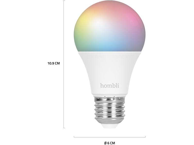 hombli Leuchtmittel Smart Bulb, E27, 9W, RGB + CCT, 1+1 Pack