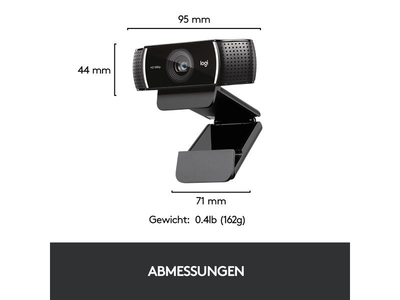 Logitech Webcam C922 Pro Stream , mit Stativ, Full-HD 1080p, USB