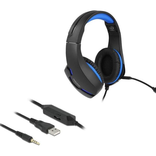 Delock Headset Gaming Over-Ear LED für PC,Notebook,Konsolen Schwarz