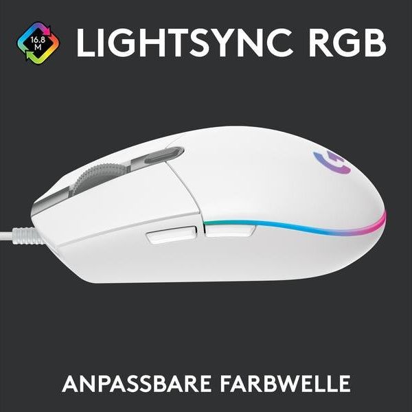 Logitech Gaming-Maus G203 Lightsync Weiss