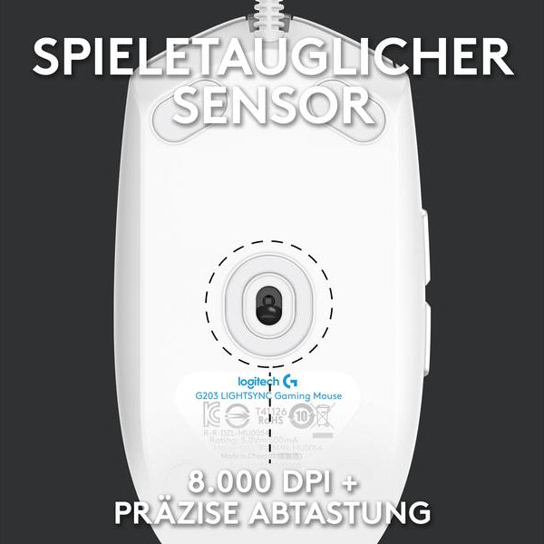 Logitech Gaming-Maus G203 Lightsync Weiss