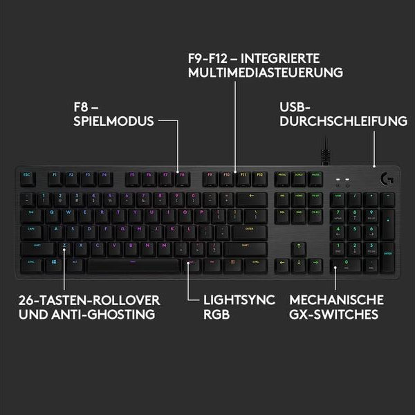 Logitech Gaming-Tastatur G512 GX Brown Carbon