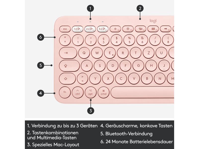 Logitech Bluetooth-Tastatur K380 for Mac Multi-Device Rosa