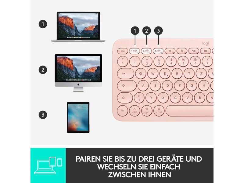 Logitech Bluetooth-Tastatur K380 for Mac Multi-Device Rosa