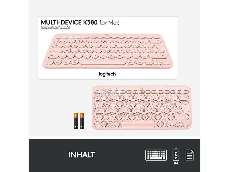 Logitech Bluetooth-Tastatur K380 for Mac Multi-Device Rosa