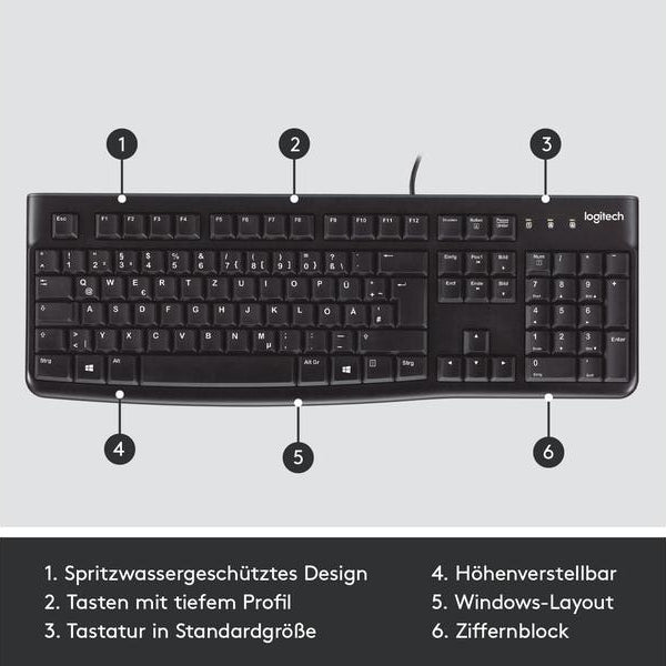Logitech Tastatur K120 CH-Layout, kabelgebunden