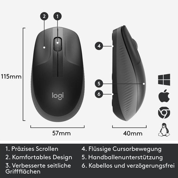 Logitech Maus M190 Anthrazit/Schwarz, kabellos