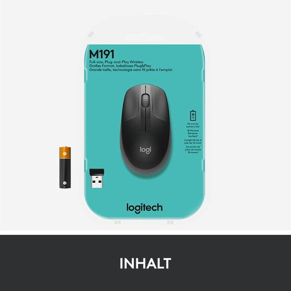 Logitech Maus M190 Anthrazit/Schwarz, kabellos